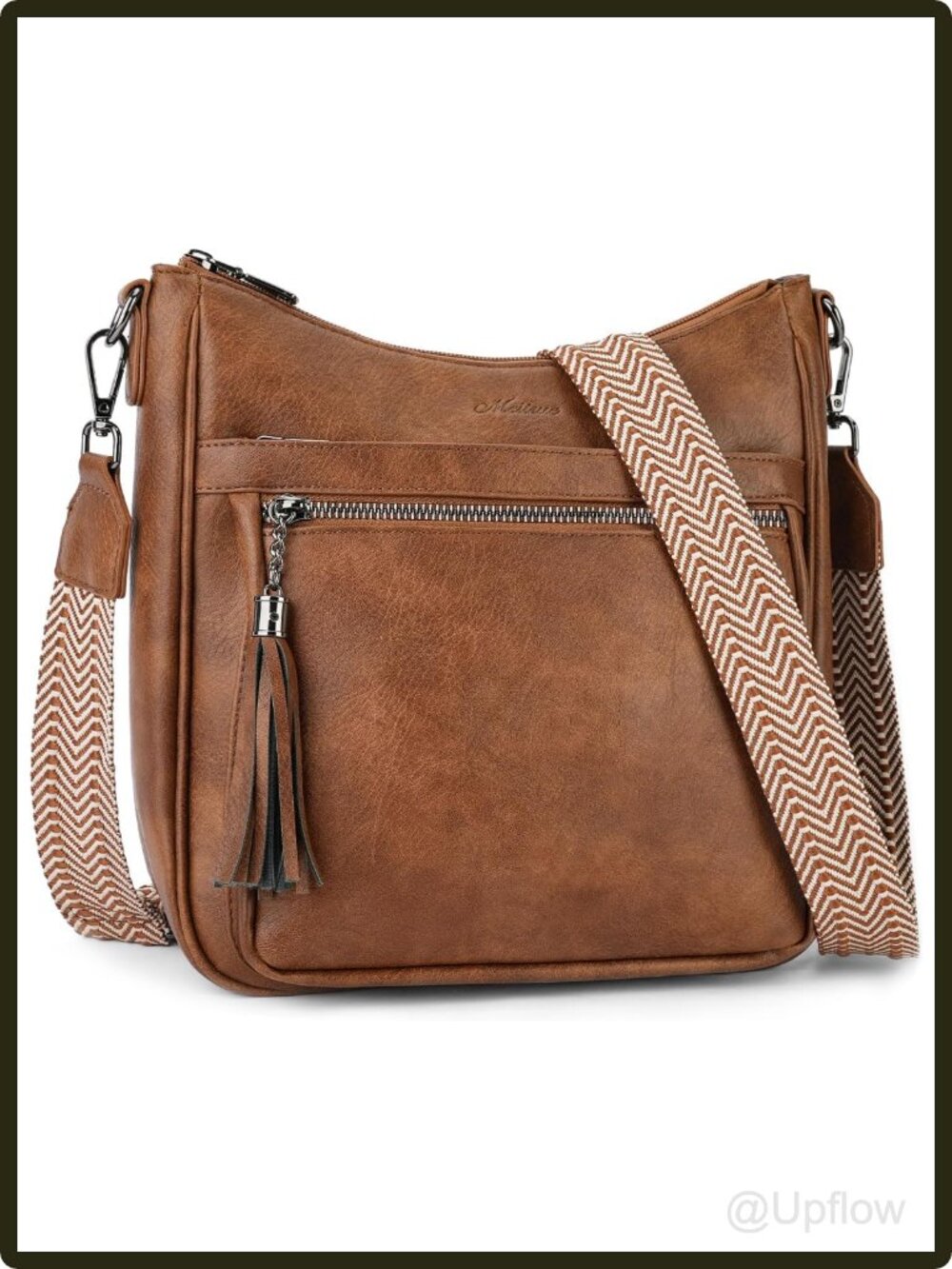 Women's Vegan Leather Hobo Crossbody Bag Tassel Adjustable Strap Zip Pockets